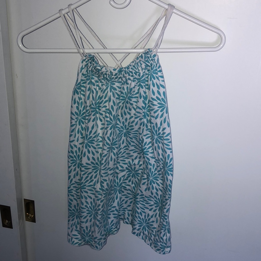 White and blue flowered tank top